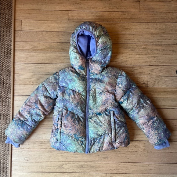 All In Motion Girls Paint Platter Printed Puffer Zip Up Jacket Size XS 4/5 - Picture 1 of 15